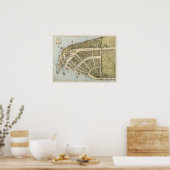 ヴィンテージニューアムステルダムの地図(1660) ポスター (キッチン)