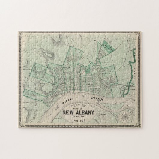 ヴィンテージニューアルバニーINの地図(1876) ジグソーパズル (横)