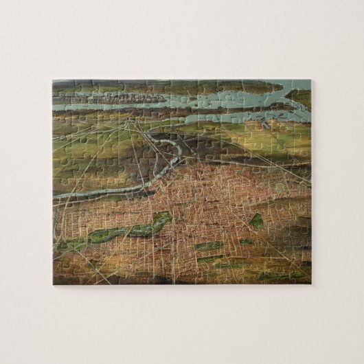 ヴィンテージニューアークNJの写真地図(1916) ジグソーパズル (横)