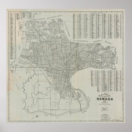 ヴィンテージニューアークNJの地図(1920年) ポスター (正面)