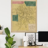 ヴィンテージニューイギリスCTの地図(1869) ポスター (ホームオフィス)