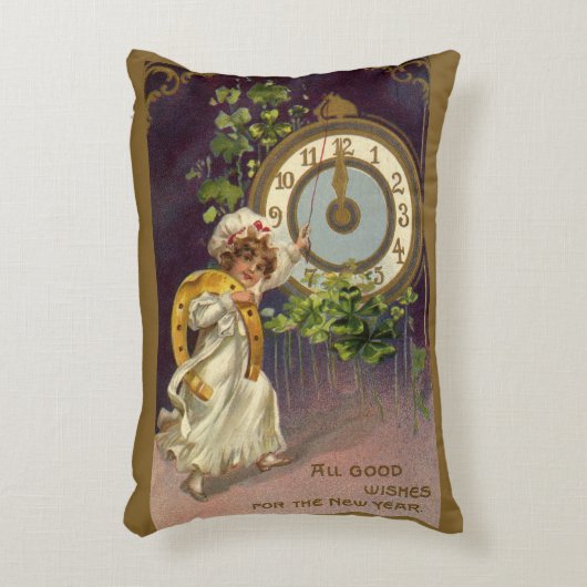 ヴィンテージニューイヤーアイリッシュラス時計の深夜 アクセントクッション (正面(垂直))