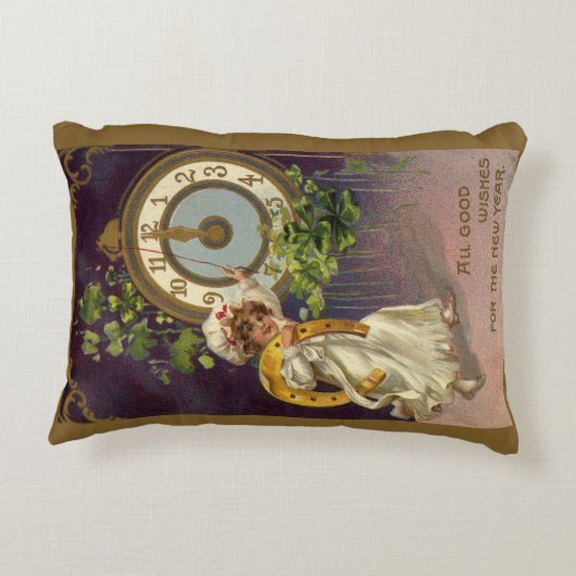 ヴィンテージニューイヤーアイリッシュラス時計の深夜 アクセントクッション (裏面)