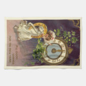 ヴィンテージニューイヤーアイリッシュラス時計の深夜 キッチンタオル (横)