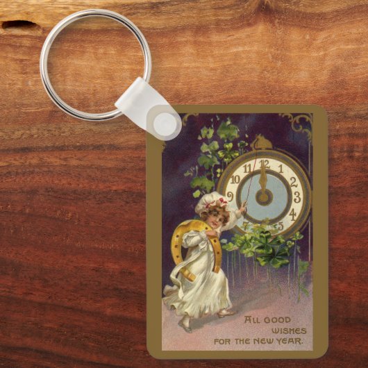 ヴィンテージニューイヤーアイリッシュラス時計の深夜 キーホルダー (正面)