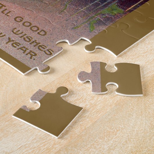 ヴィンテージニューイヤーアイリッシュラス時計の深夜 ジグソーパズル (側面)