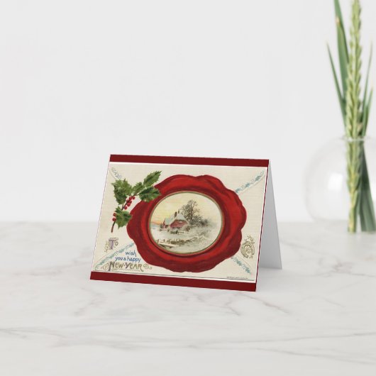 ヴィンテージニューイヤーホームホリデーカード シーズンカード (正面)