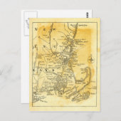 ヴィンテージニューイングランドの地図 ポストカード (正面/裏面)