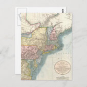 ヴィンテージニューイングランドの地図（1821年） ポストカード (正面/裏面)