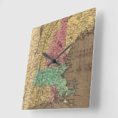 ヴィンテージニューイングランドの地図(1836年) スクエア壁時計 (傾斜)