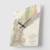 ヴィンテージニューイングランドの地図(1839年) スクエア壁時計 (傾斜)