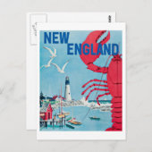ヴィンテージニューイングランドロブスターライトハウストラベルポスト ポストカード (正面/裏面)