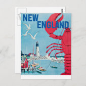 ヴィンテージニューイングランドロブスターライトハウストラベル ポストカード (正面/裏面)