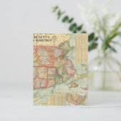 ヴィンテージニューイングランド州の地図(1900) ポストカード (スタンド正面)