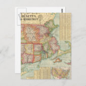 ヴィンテージニューイングランド州の地図(1900) ポストカード (正面/裏面)