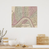 ヴィンテージニューオーリンズの地図(1880) ポスター (キッチン)