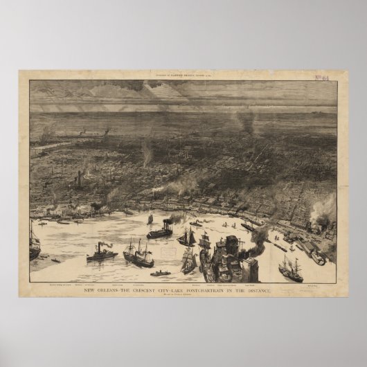 ヴィンテージニューオーリンズの絵図(1884) ポスター (正面)