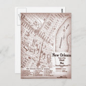 ヴィンテージニューオーリンズダウンタウン1920の地図 ポストカード (正面/裏面)