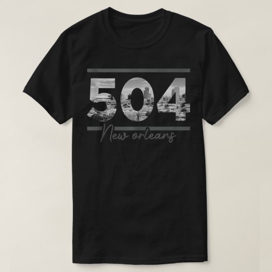ヴィンテージニューオーリンズ504エリアコードスカイライン Tシャツ (デザイン正面)