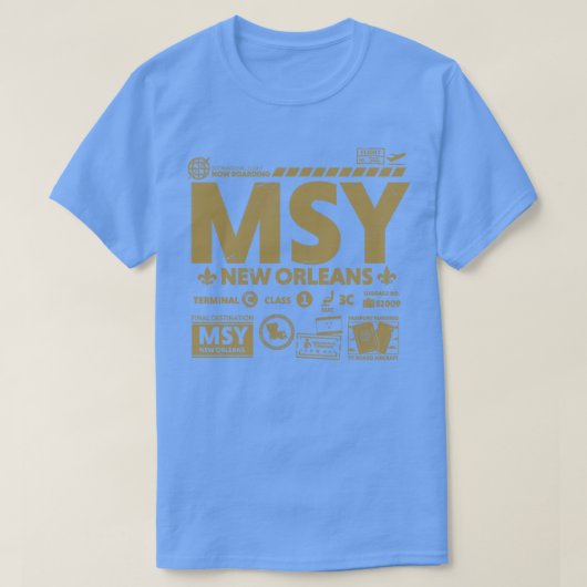 ヴィンテージニューオーリンズMSY空港コード旅行の日Re Tシャツ (デザイン正面)