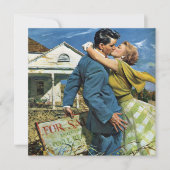 ヴィンテージニューキスをするリュウズ,引っ越し祝いパーティーパーティー 招待状 (正面)