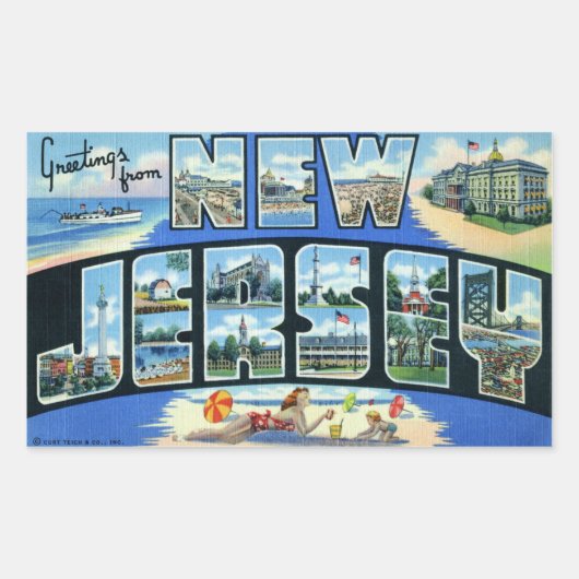 ヴィンテージニュージャージーのステッカー 長方形シール (正面)
