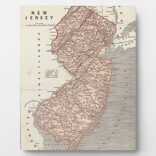ヴィンテージニュージャージーの地図（1845年） フォトプラーク (正面)