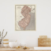 ヴィンテージニュージャージーの地図(1845年) ポスター (キッチン)