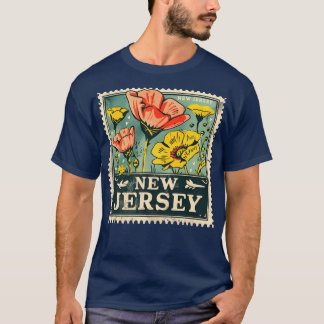 ヴィンテージニュージャージー州フラワースタンプデザイン Tシャツ