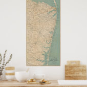 ヴィンテージニュージャージー州沿岸の地図(1890年) ポスター (キッチン)