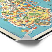 ヴィンテージニュージーランドおもしろい地図サウスアイランドポスター ポスター (角)