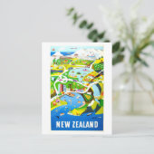 ヴィンテージニュージーランド旅行ポスターポストカード ポストカード (スタンド正面)
