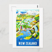 ヴィンテージニュージーランド旅行ポスターポストカード ポストカード (正面/裏面)
