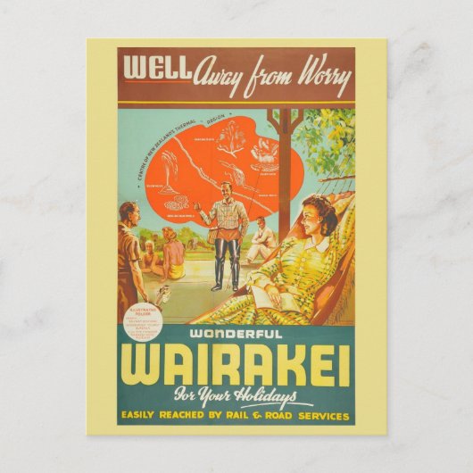 ヴィンテージニュージーランド観光レトロ旅行 ポストカード (正面)