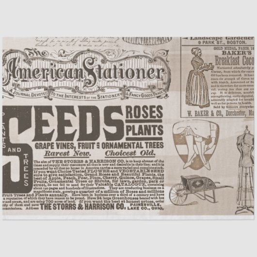 ヴィンテージニュース紙広告20x30デコページ 薄葉紙 (正面)