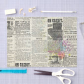 ヴィンテージニュース紙10x15デコページティッシュペーパー 薄葉紙 (クラフト)