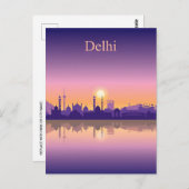 ヴィンテージニューデリー、インド旅行水の色レトロ ポストカード (正面/裏面)