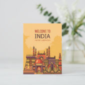 ヴィンテージニューデリー、インド旅行水の色レトロ ポストカード (スタンド正面)