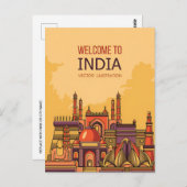 ヴィンテージニューデリー、インド旅行水の色レトロ ポストカード (正面/裏面)