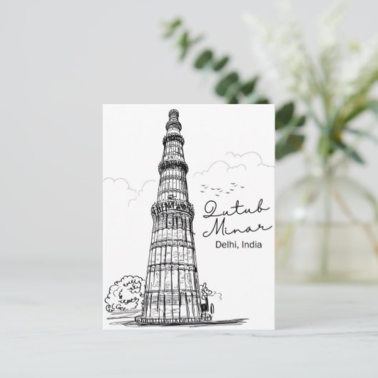 ヴィンテージニューデリー、インド旅行水の色レトロ ポストカード (スタンド正面)