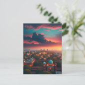 ヴィンテージニューデリー、インド旅行水の色レトロ ポストカード (スタンド正面)