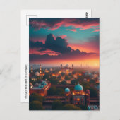 ヴィンテージニューデリー、インド旅行水の色レトロ ポストカード (正面/裏面)