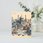 ヴィンテージニューデリー、インド旅行水の色レトロ ポストカード (スタンド正面)