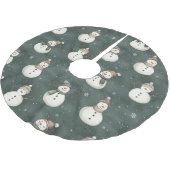 ヴィンテージニュートラルクリスマス雪だるまサガグリーン ブラッシュドポリエステルツリースカート (アングル)