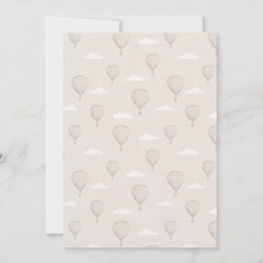 ヴィンテージニュートラルホットエアバルーン赤ちゃんシャワー 招待状 (裏面)