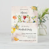 ヴィンテージニュートラルモックテール誕生日パーティーへの招待 招待状 (スタンド正面)