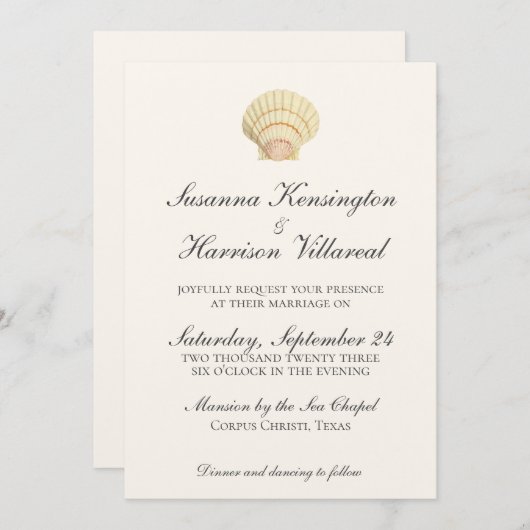 ヴィンテージニュートラル独身のカラーシ結婚ェル 招待状 (正面/裏面)