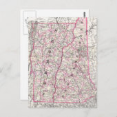 ヴィンテージニューハンプシャーとバーモントの地図(1861) ポストカード (正面/裏面)