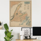 ヴィンテージニューファンドランドの地質図(1875) ポスター (ホームオフィス)