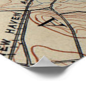 ヴィンテージニューヘブンコネチカットの地図(1890) ポスター (角)